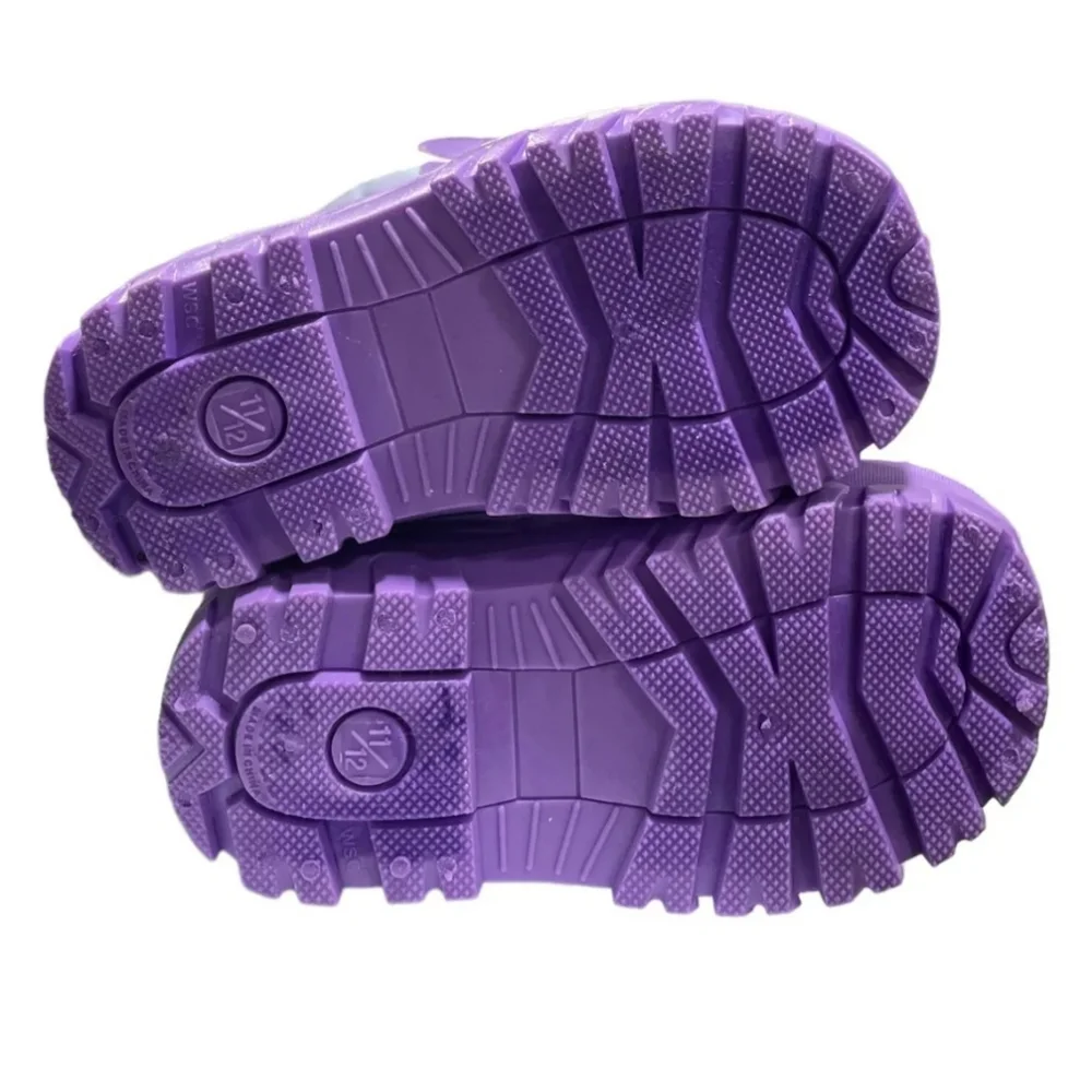 💙 2/$15 Girls Insulated Pull On Snow Boots Purple 9/10